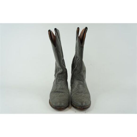 Double H Leather Cowboy Boots grey  cowgirl western sz. 7 embroidered pull on - Picture 7 of 14